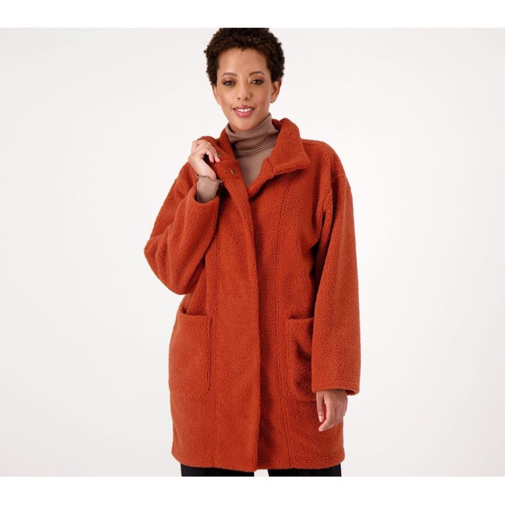 Encore by Idina Menzel Women's Sz XL Soho Sherpa Coat Orange A518993